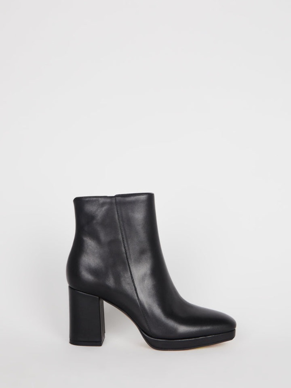 INTENTIONALLY BLANK Rachel Black Leather Block Heel Ankle Boots